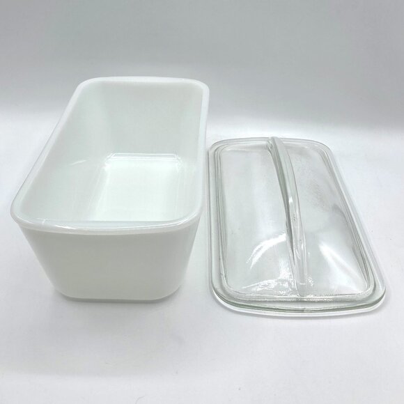 Westinghouse Milk Glass Refrigerator Baking Dish Loaf Pan With Lid Vintage 9"x5" - Picture 2 of 9